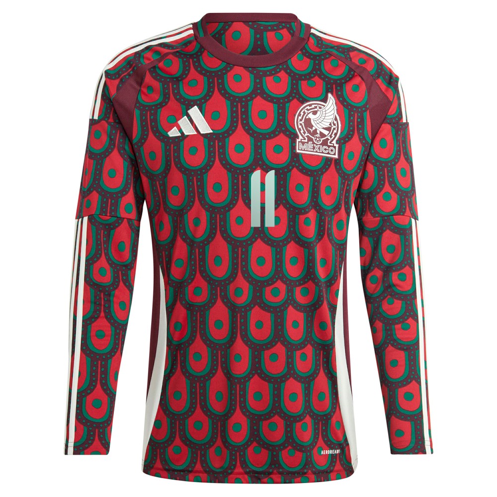 Santiago Giménez Mexico National Team 2024 Home Replica Player Long Sleeve Jersey Burgundy