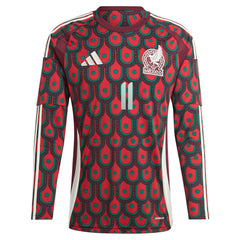 Santiago Giménez Mexico National Team 2024 Home Replica Player Long Sleeve Jersey Burgundy