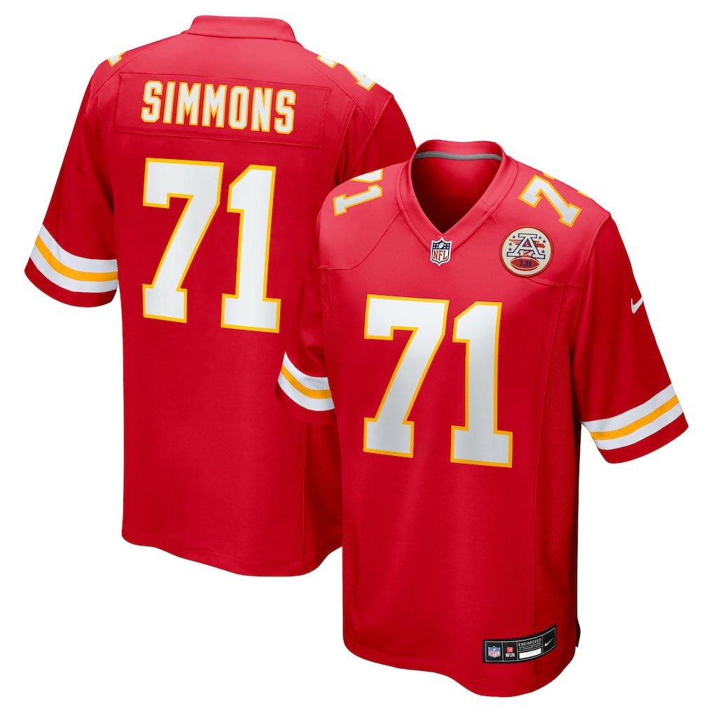 Josh Simmons Kansas City Chiefs 2025 NFL Draft First Round Pick Game Jersey Red
