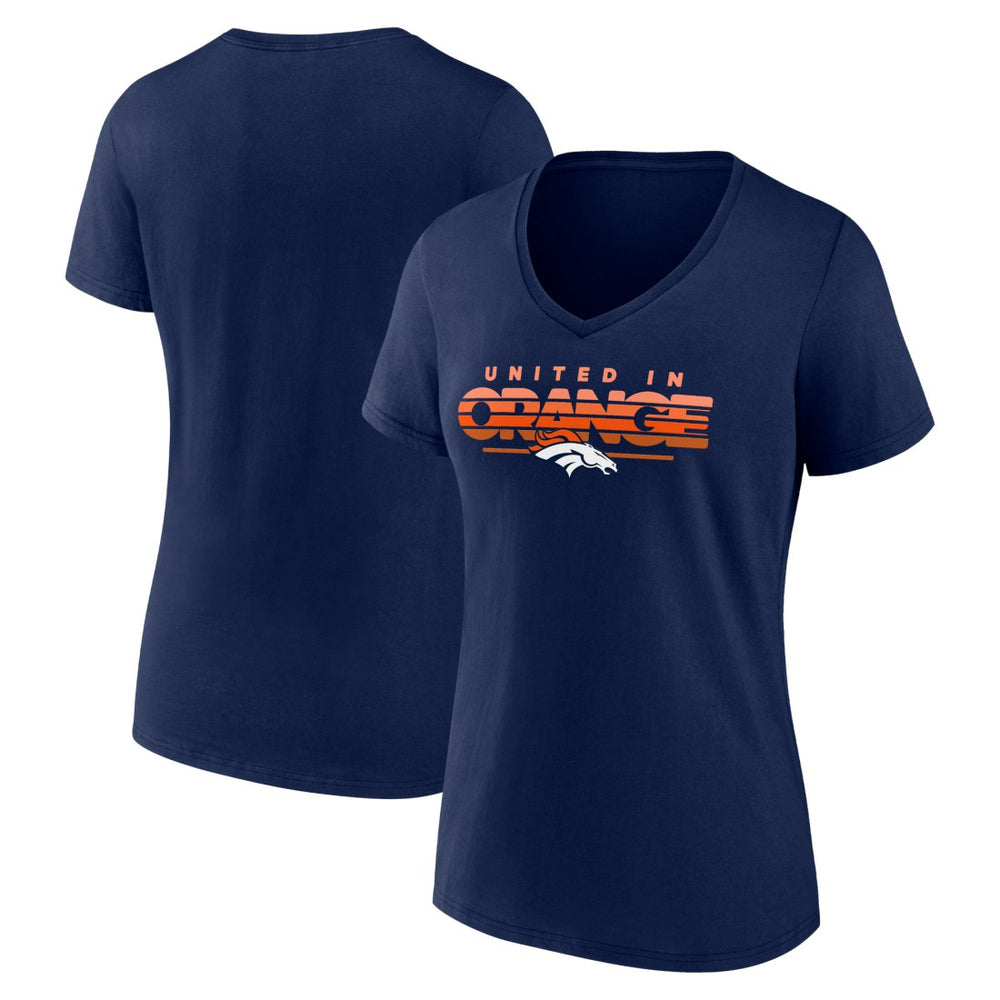 Denver Broncos Women's Defensive Stand V-Neck T-Shirt Navy