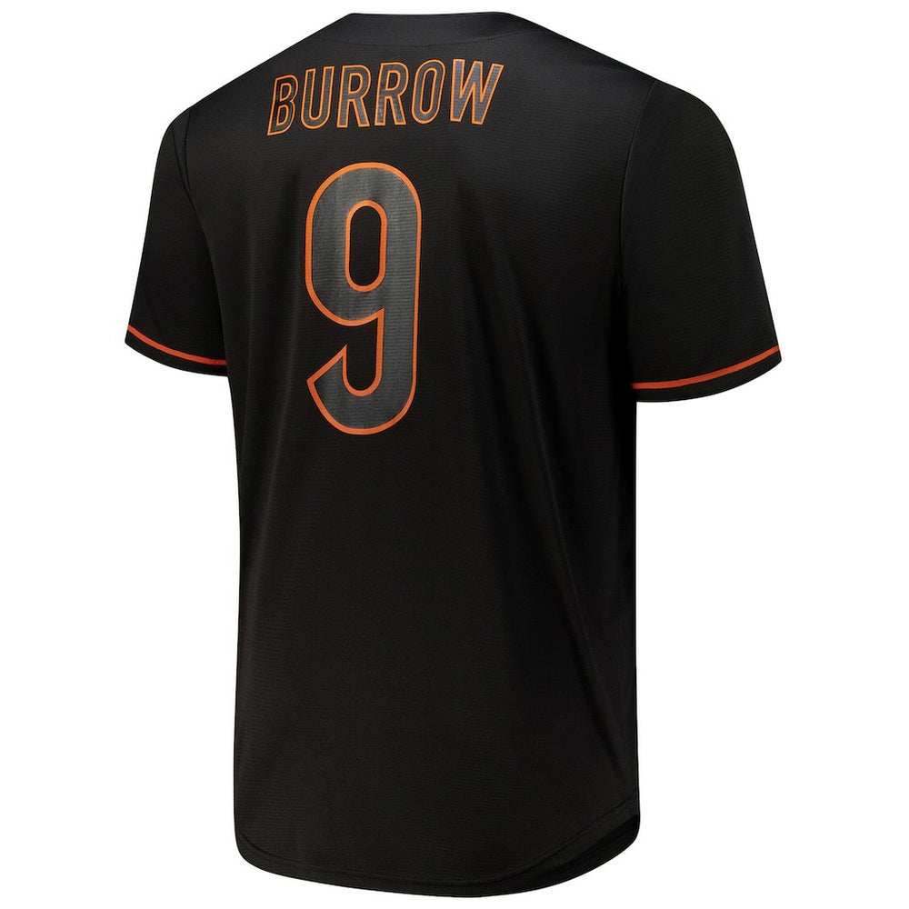 Joe Burrow Cincinnati Bengals Big & Tall Baseball Button-Up Shirt Black