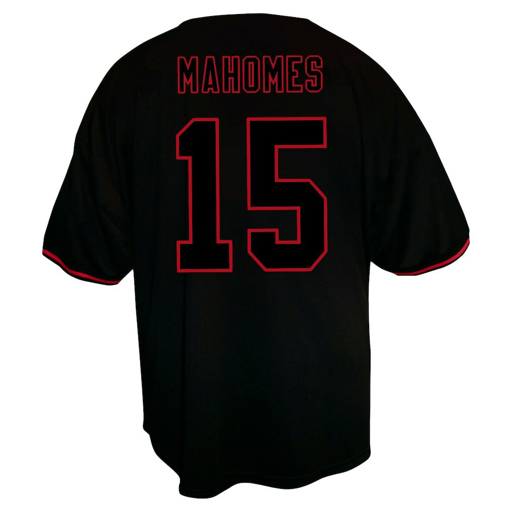 Patrick Mahomes Kansas City Chiefs Big & Tall Baseball Button-Up Shirt Black