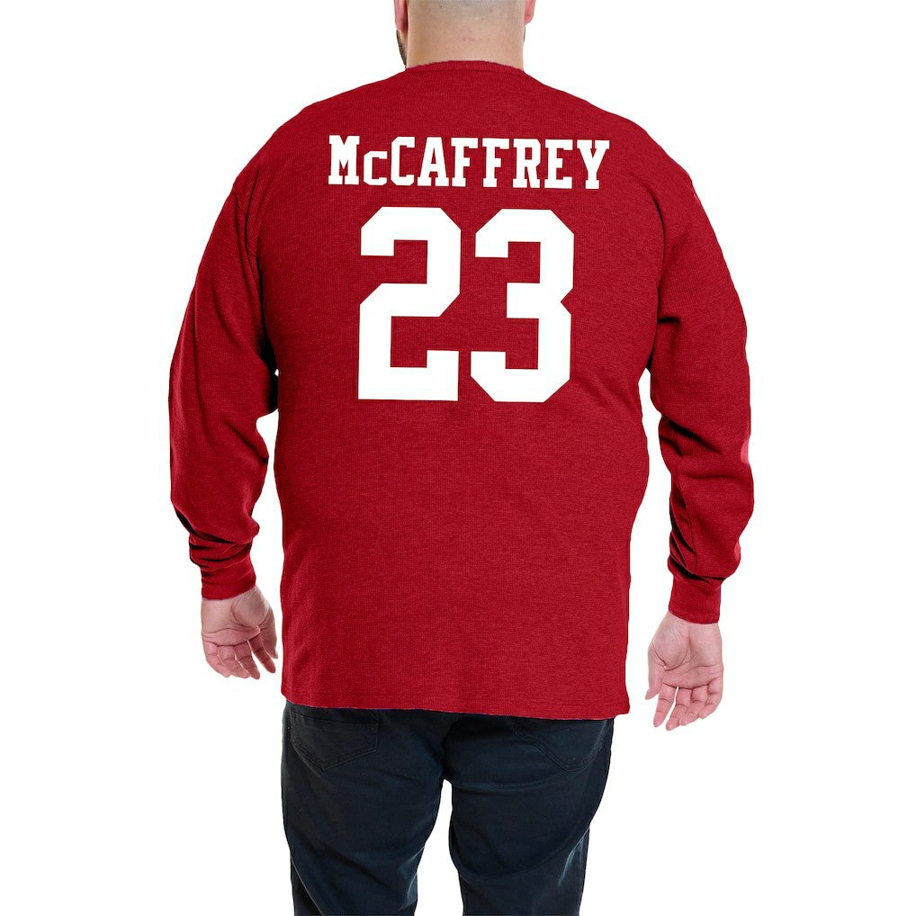 Christian McCaffrey San Francisco 49ers Big & Tall Thermal Waffle Long Sleeve T-Shirt Scarlet