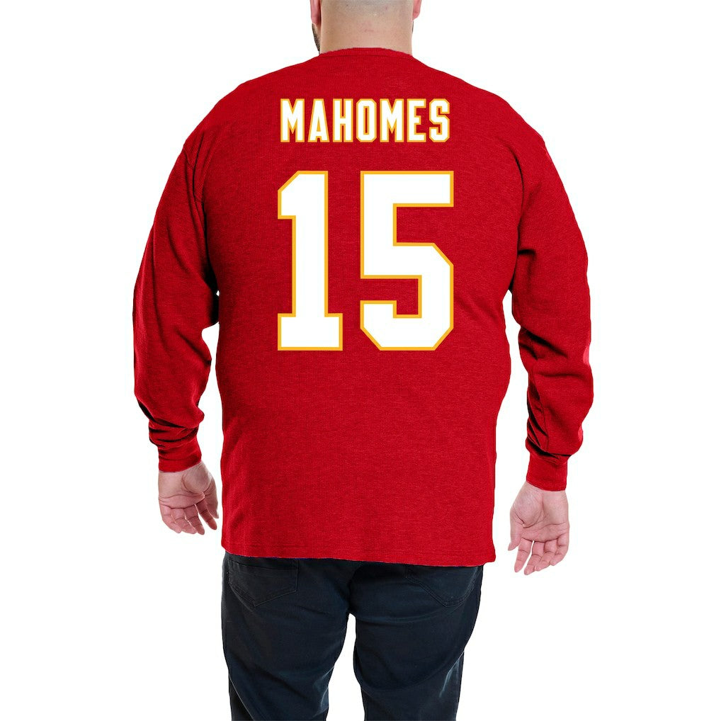 Patrick Mahomes Kansas City Chiefs Big & Tall Thermal Waffle Long Sleeve T-Shirt Red