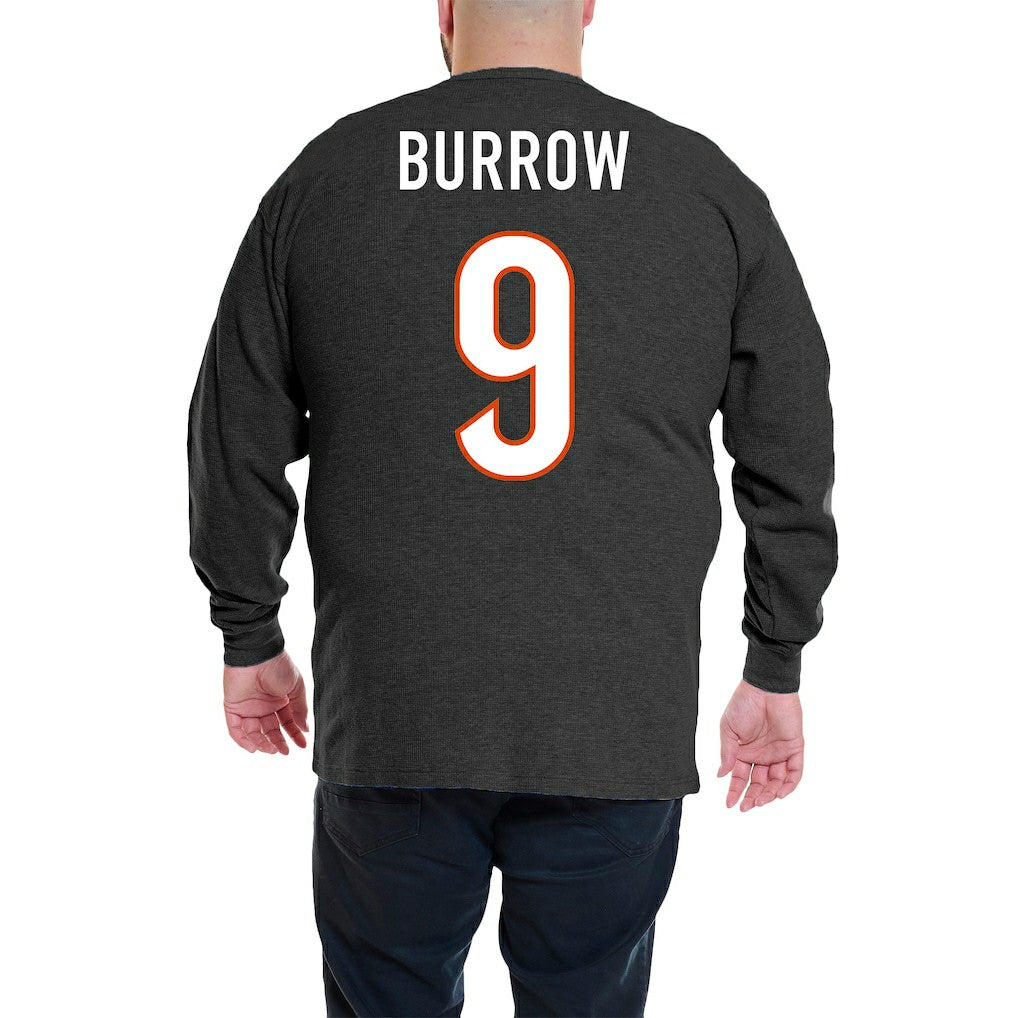Joe Burrow Cincinnati Bengals Big & Tall Thermal Waffle Long Sleeve T-Shirt Black