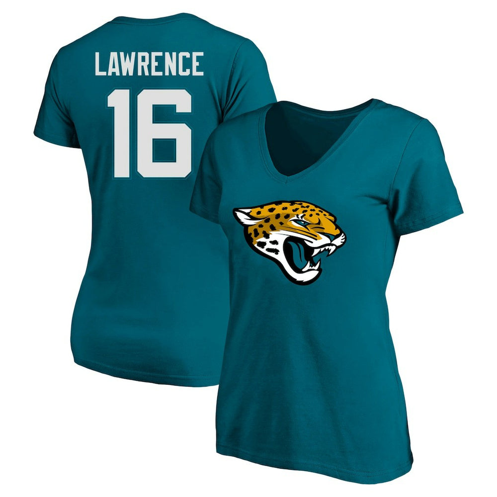 Trevor Lawrence Jacksonville Jaguars Women's Plus Size Fair Catch Name & Number Scoop Neck T-Shirt Teal