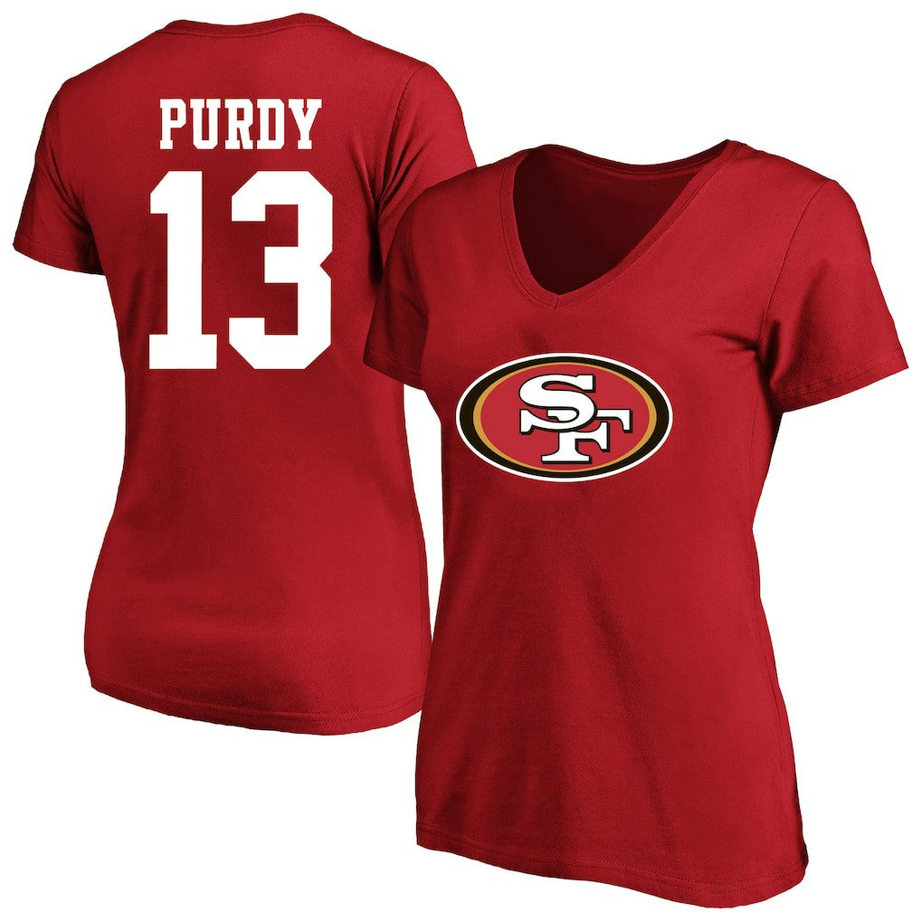 Brock Purdy San Francisco 49ers Women's Plus Size Fair Catch Name & Number Scoop Neck T-Shirt Scarlet