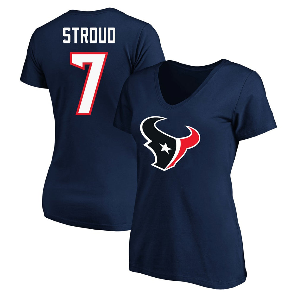 C.J. Stroud Houston Texans Women's Plus Size Fair Catch Name & Number Scoop Neck T-Shirt Navy