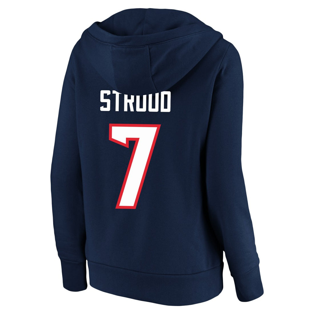 C.J. Stroud Houston Texans Women's Plus Size Player Name & Number V-Neck Pullover Hoodie Navy