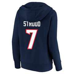 C.J. Stroud Houston Texans Women's Plus Size Player Name & Number V-Neck Pullover Hoodie Navy