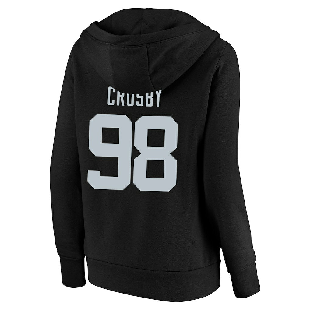 Maxx Crosby Las Vegas Raiders Women's Plus Size Player Name & Number V-Neck Pullover Hoodie Black
