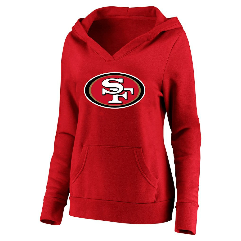 Christian McCaffrey San Francisco 49ers Women's Plus Size Player Name & Number V-Neck Pullover Hoodie Scarlet