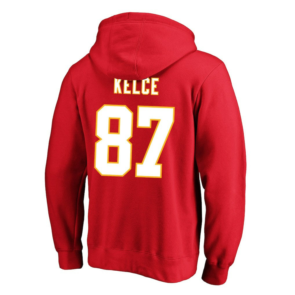 Travis Kelce Kansas City Chiefs Big & Tall Name & Number Fleece Pullover Hoodie Red