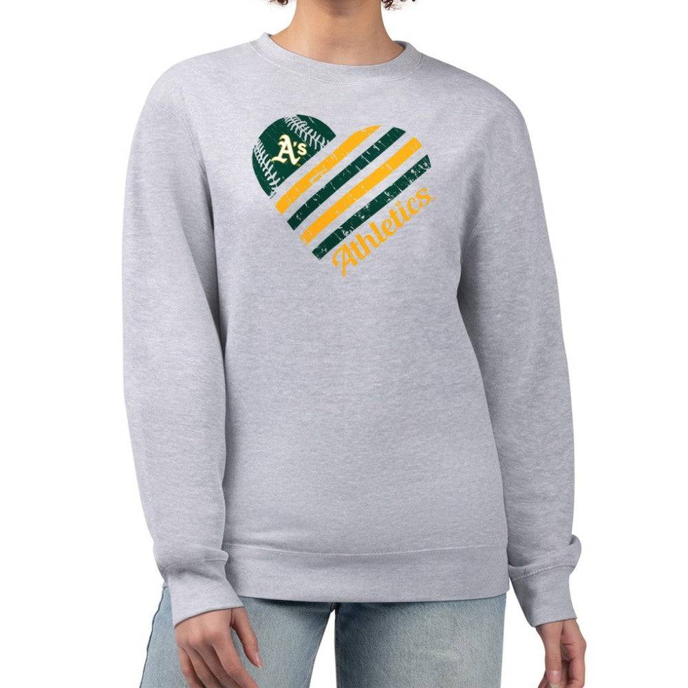 Athletics G-III 4Her by Carl Banks Women's Heart Logo Fleece Pullover Sweatshirt - Heather Gray Pullover