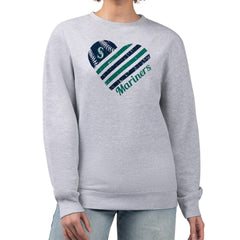 Seattle Mariners G-III 4Her by Carl Banks Women's Heart Logo Fleece Pullover Sweatshirt - Heather Gray Pullover