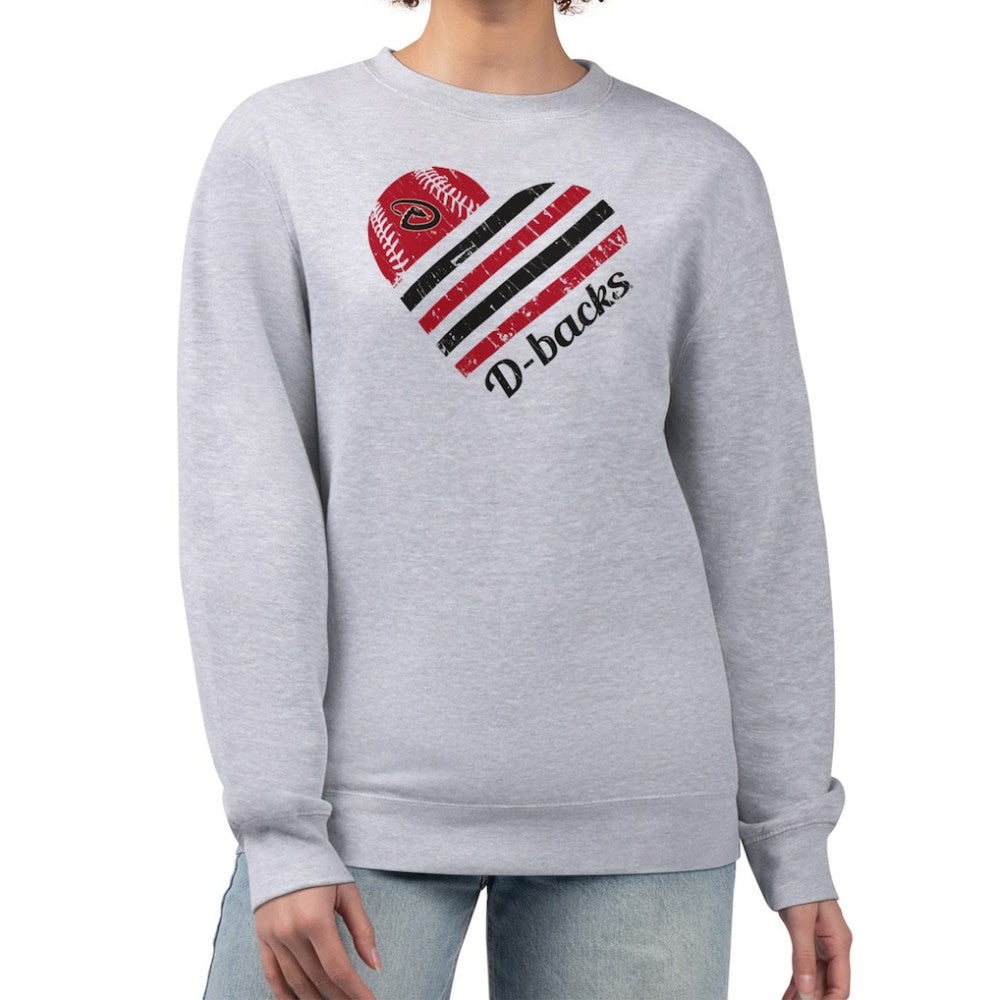 Arizona Diamondbacks G-III 4Her by Carl Banks Women's Heart Logo Fleece Pullover Sweatshirt - Heather Gray Pullover