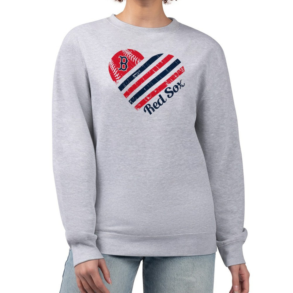 Boston Red Sox G-III 4Her by Carl Banks Women's Heart Logo Fleece Pullover Sweatshirt - Heather Gray Pullover