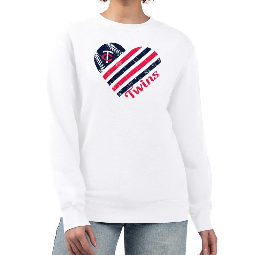 Minnesota Twins G-III 4Her by Carl Banks Women's Heart Logo Fleece Pullover Sweatshirt - White Pullover