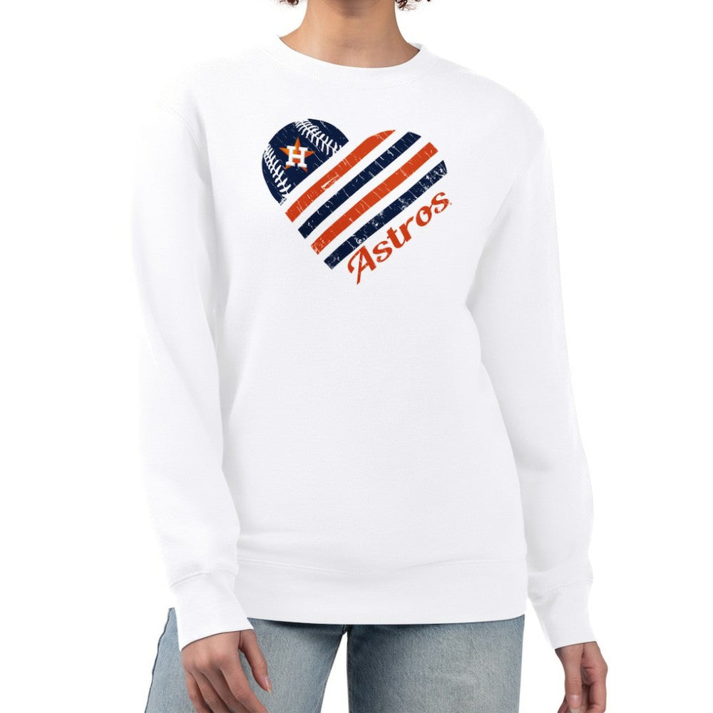 Houston Astros G-III 4Her by Carl Banks Women's Heart Logo Fleece Pullover Sweatshirt - White Pullover