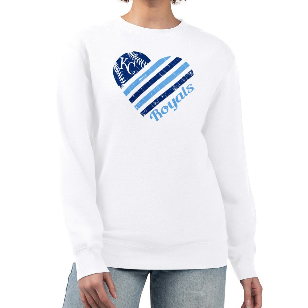 Kansas City Royals G-III 4Her by Carl Banks Women's Heart Logo Fleece Pullover Sweatshirt - White Pullover