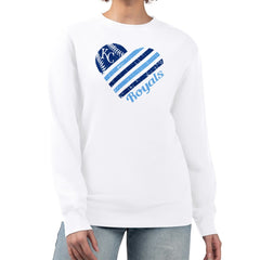 Kansas City Royals G-III 4Her by Carl Banks Women's Heart Logo Fleece Pullover Sweatshirt - White Pullover