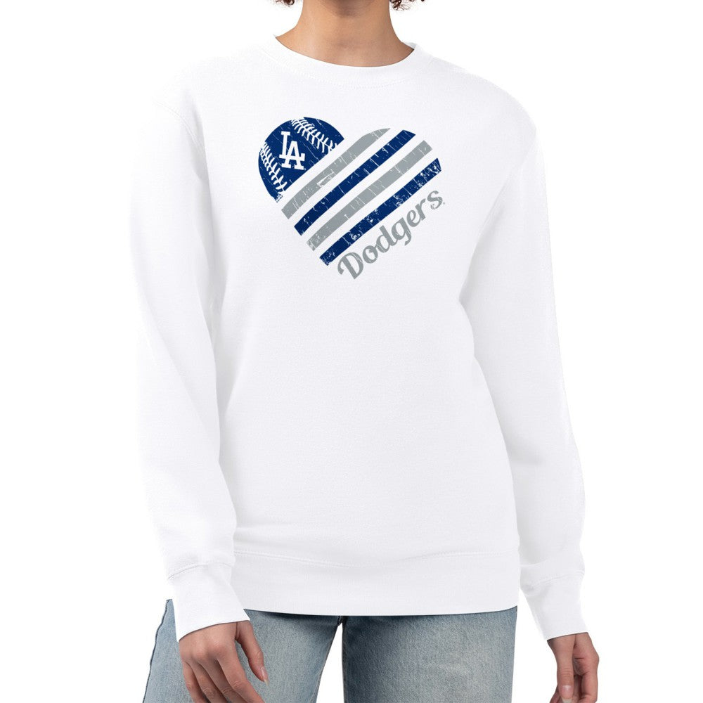 Los Angeles Dodgers G-III 4Her by Carl Banks Women's Heart Logo Fleece Pullover Sweatshirt - White Pullover