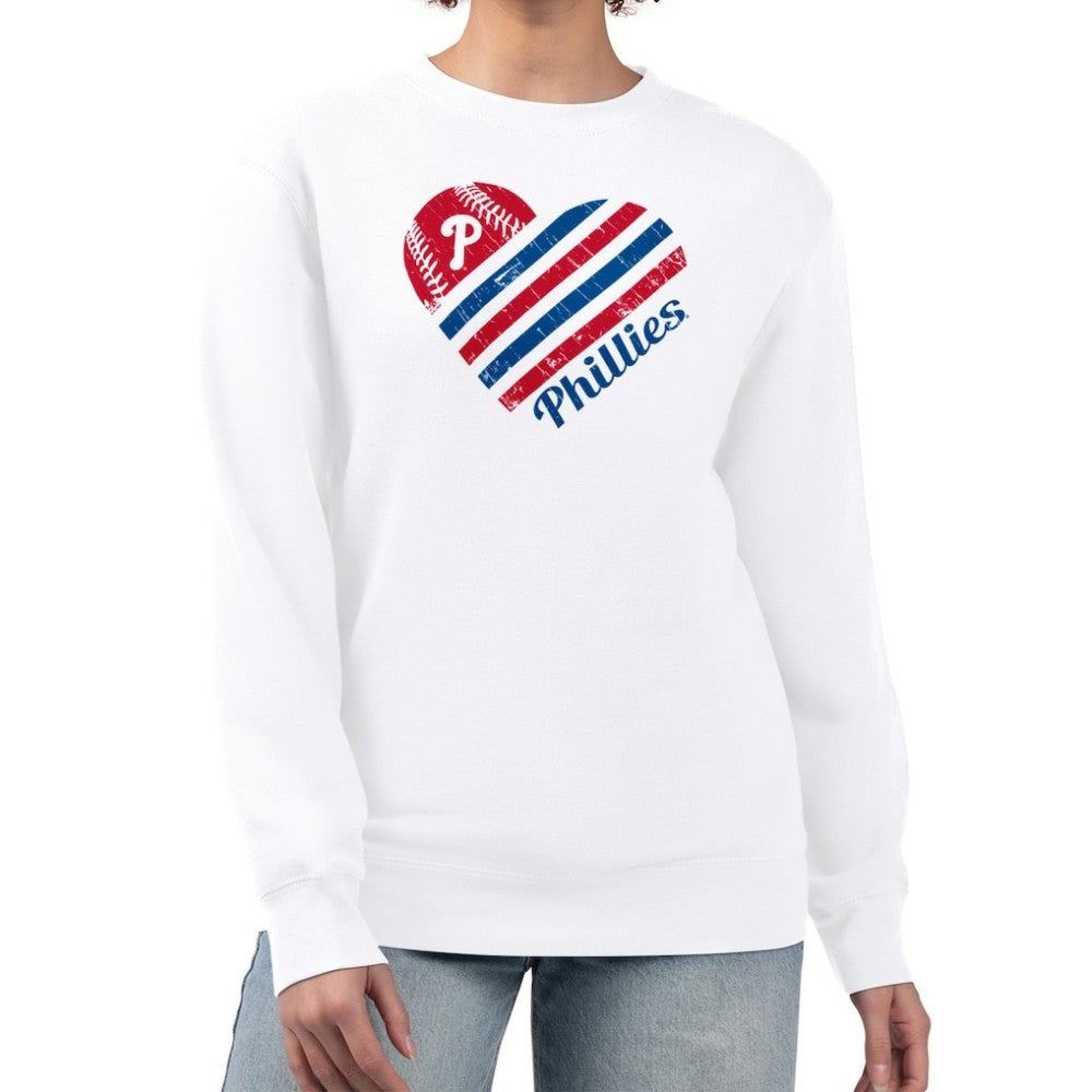 Philadelphia Phillies G-III 4Her by Carl Banks Women's Heart Logo Fleece Pullover Sweatshirt - White Pullover