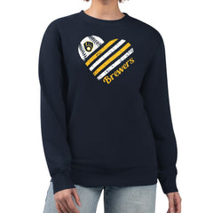 Milwaukee Brewers G-III 4Her by Carl Banks Women's Heart Logo Fleece Pullover Sweatshirt - Navy Pullover