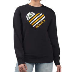 Athletics G-III 4Her by Carl Banks Women's Heart Logo Fleece Pullover Sweatshirt - Black Pullover