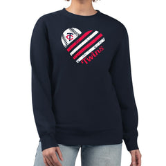 Minnesota Twins G-III 4Her by Carl Banks Women's Heart Logo Fleece Pullover Sweatshirt - Navy Pullover