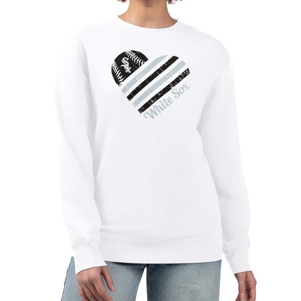 Chicago White Sox G-III 4Her by Carl Banks Women's Heart Logo Fleece Pullover Sweatshirt - White Pullover