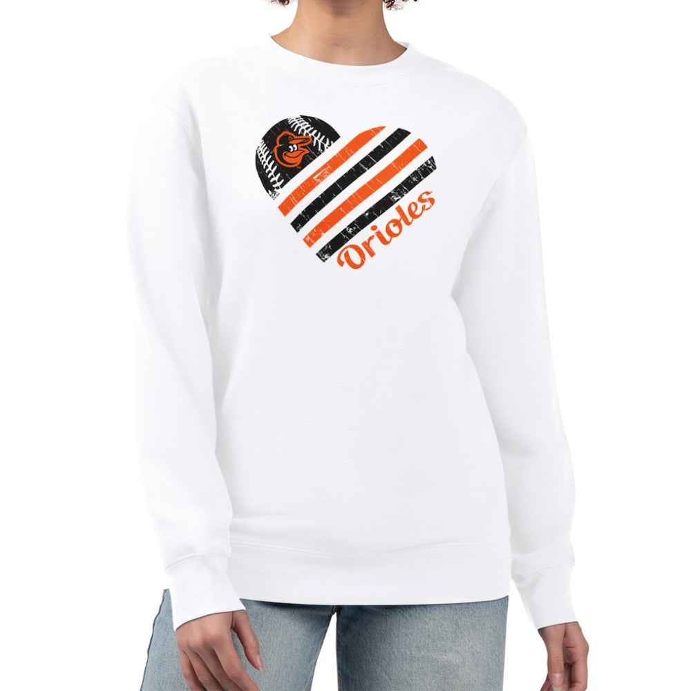 Baltimore Orioles G-III 4Her by Carl Banks Women's Heart Logo Fleece Pullover Sweatshirt - White Pullover