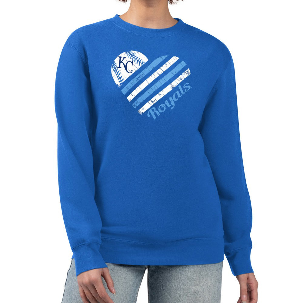 Kansas City Royals G-III 4Her by Carl Banks Women's Heart Logo Fleece Pullover Sweatshirt - Royal Pullover