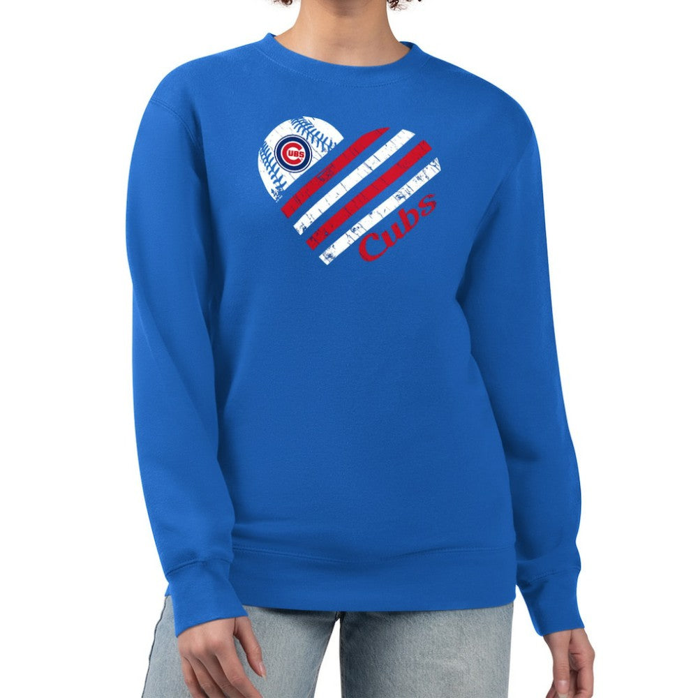Chicago Cubs G-III 4Her by Carl Banks Women's Heart Logo Fleece Pullover Sweatshirt - Royal Pullover