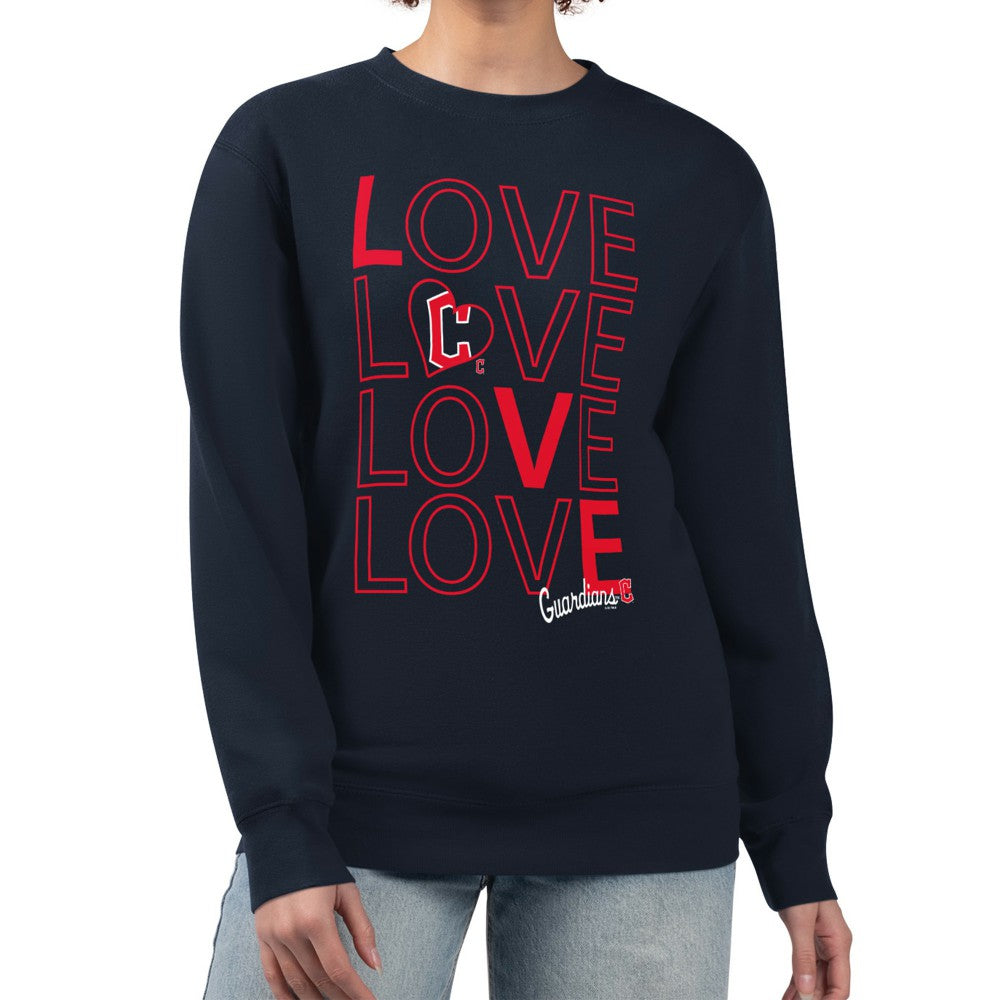 Cleveland Guardians G-III 4Her by Carl Banks Women's Love Team Logo Fleece Pullover Sweatshirt - Navy Pullover