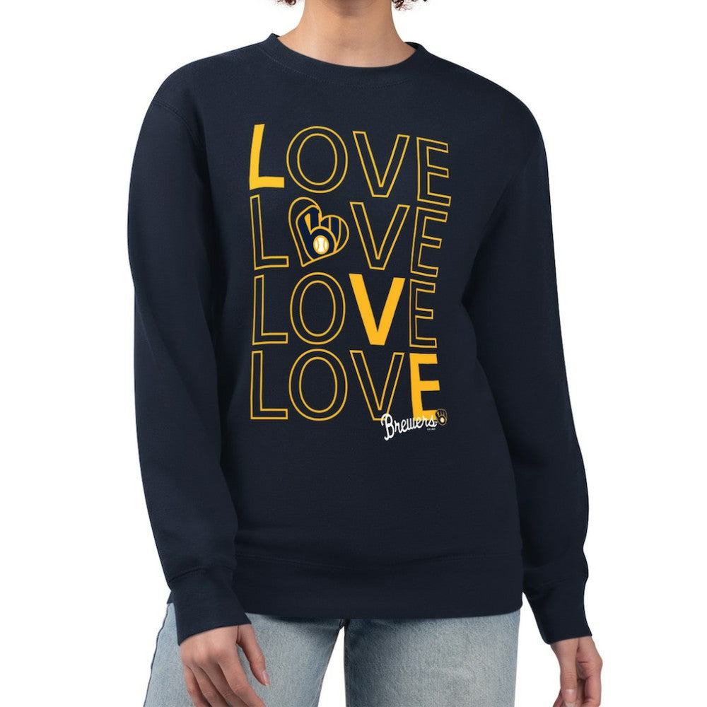 Milwaukee Brewers G-III 4Her by Carl Banks Women's Love Team Logo Fleece Pullover Sweatshirt - Navy Pullover