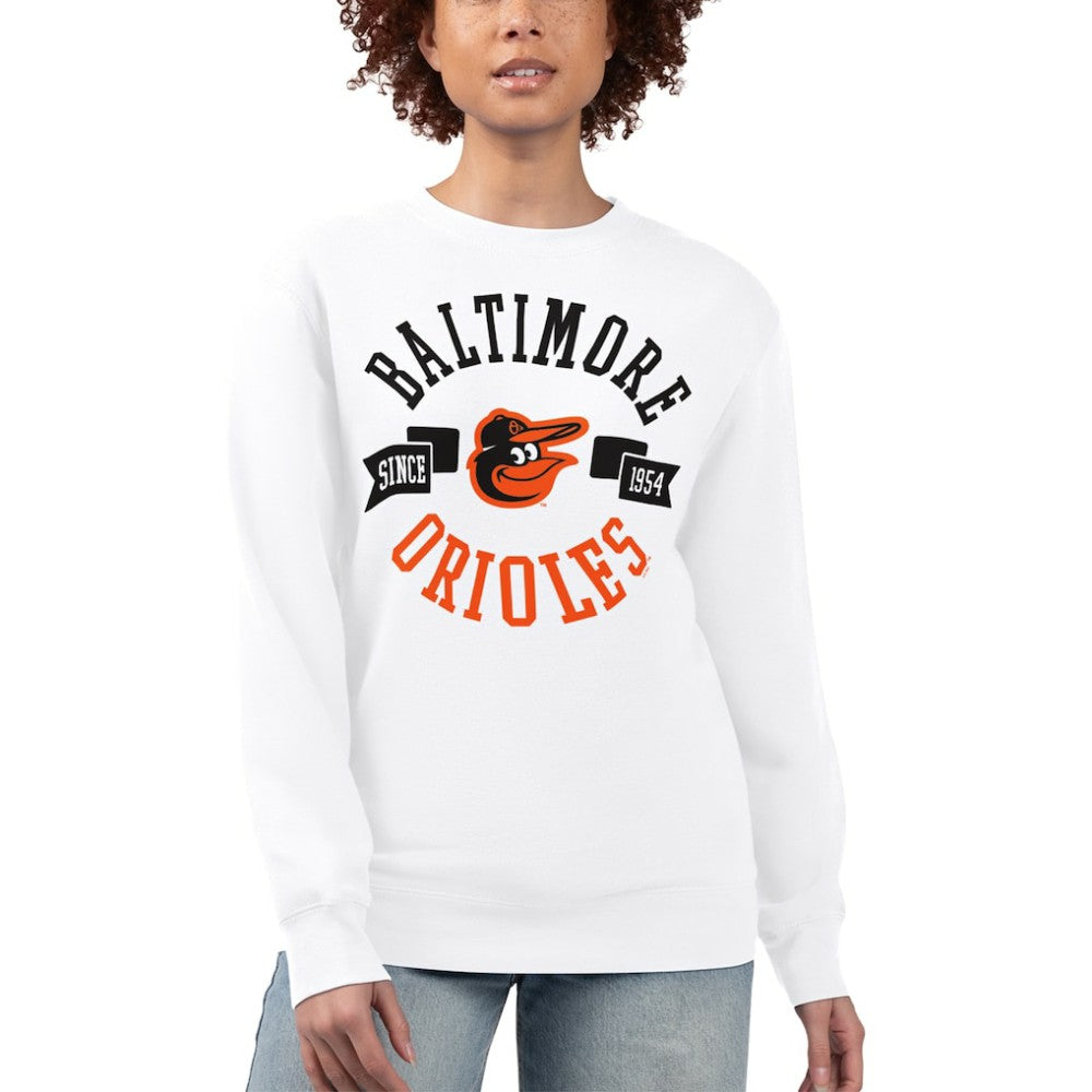 Baltimore Orioles G-III 4Her by Carl Banks Women's Team Logo Fleece Pullover Sweatshirt - White Pullover