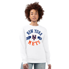 New York Mets G-III 4Her by Carl Banks Women's Team Logo Fleece Pullover Sweatshirt - White Pullover