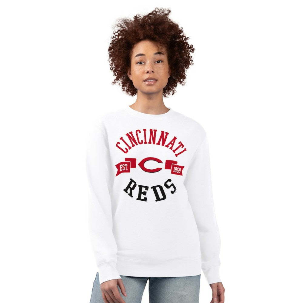 Cincinnati Reds G-III 4Her by Carl Banks Women's Team Logo Fleece Pullover Sweatshirt - White Pullover