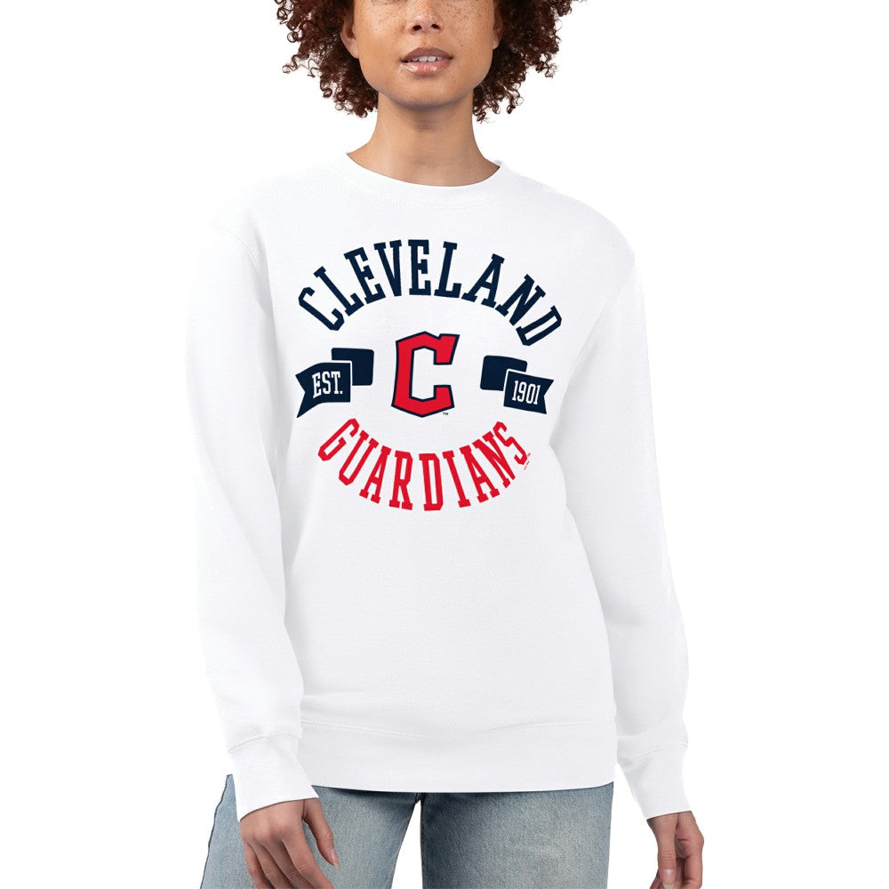 Cleveland Guardians G-III 4Her by Carl Banks Women's Team Logo Fleece Pullover Sweatshirt - White Pullover