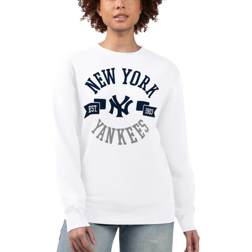 New York Yankees G-III 4Her by Carl Banks Women's Team Logo Fleece Pullover Sweatshirt - White Pullover