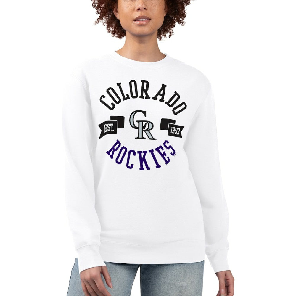 Colorado Rockies G-III 4Her by Carl Banks Women's Team Logo Fleece Pullover Sweatshirt - White Pullover