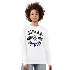 Colorado Rockies G-III 4Her by Carl Banks Women's Team Logo Fleece Pullover Sweatshirt - White Pullover
