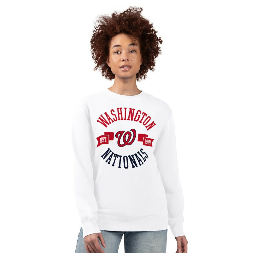 Washington Nationals G-III 4Her by Carl Banks Women's Team Logo Fleece Pullover Sweatshirt - White Pullover