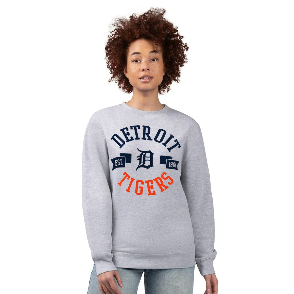 Detroit Tigers G-III 4Her by Carl Banks Women's Team Logo Fleece Pullover Sweatshirt - Heather Gray Pullover