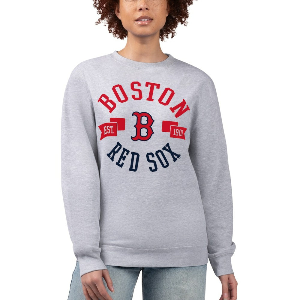 Boston Red Sox G-III 4Her by Carl Banks Women's Team Logo Fleece Pullover Sweatshirt - Heather Gray Pullover