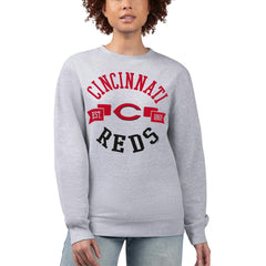 Cincinnati Reds G-III 4Her by Carl Banks Women's Team Logo Fleece Pullover Sweatshirt - Heather Gray Pullover