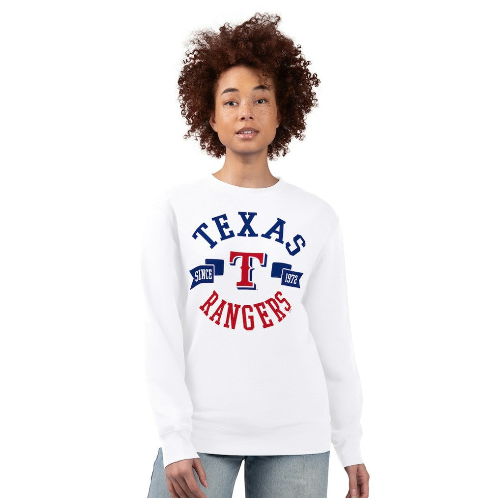 Texas Rangers G-III 4Her by Carl Banks Women's Team Logo Fleece Pullover Sweatshirt - White Pullover