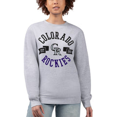 Colorado Rockies G-III 4Her by Carl Banks Women's Team Logo Fleece Pullover Sweatshirt - Heather Gray Pullover
