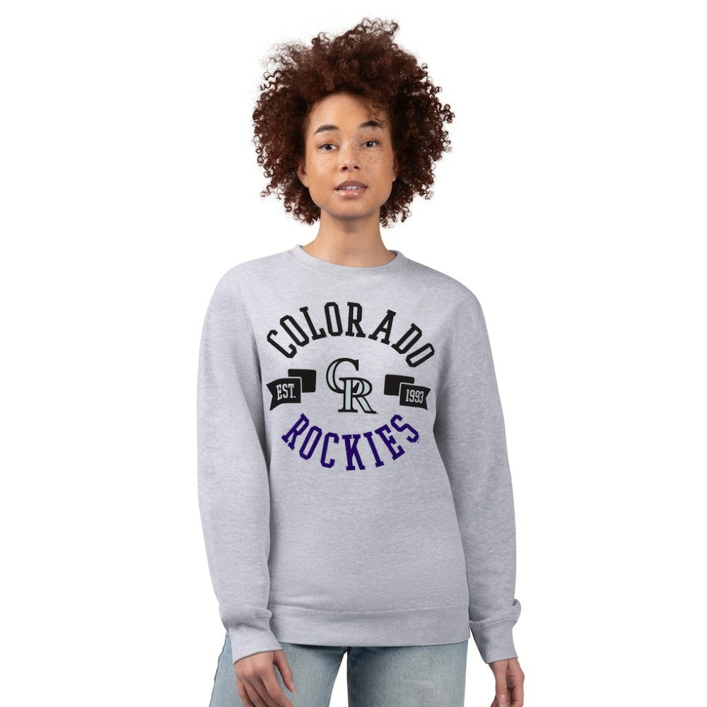 Colorado Rockies G-III 4Her by Carl Banks Women's Team Logo Fleece Pullover Sweatshirt - Heather Gray Pullover